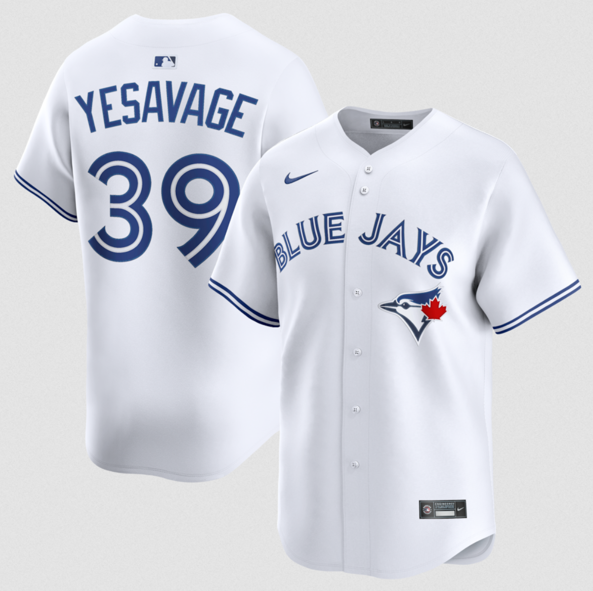Men's White Toronto Blue Jays #39 Trey Yesavage 2024 Home Limited Stitched Baseball Jersey